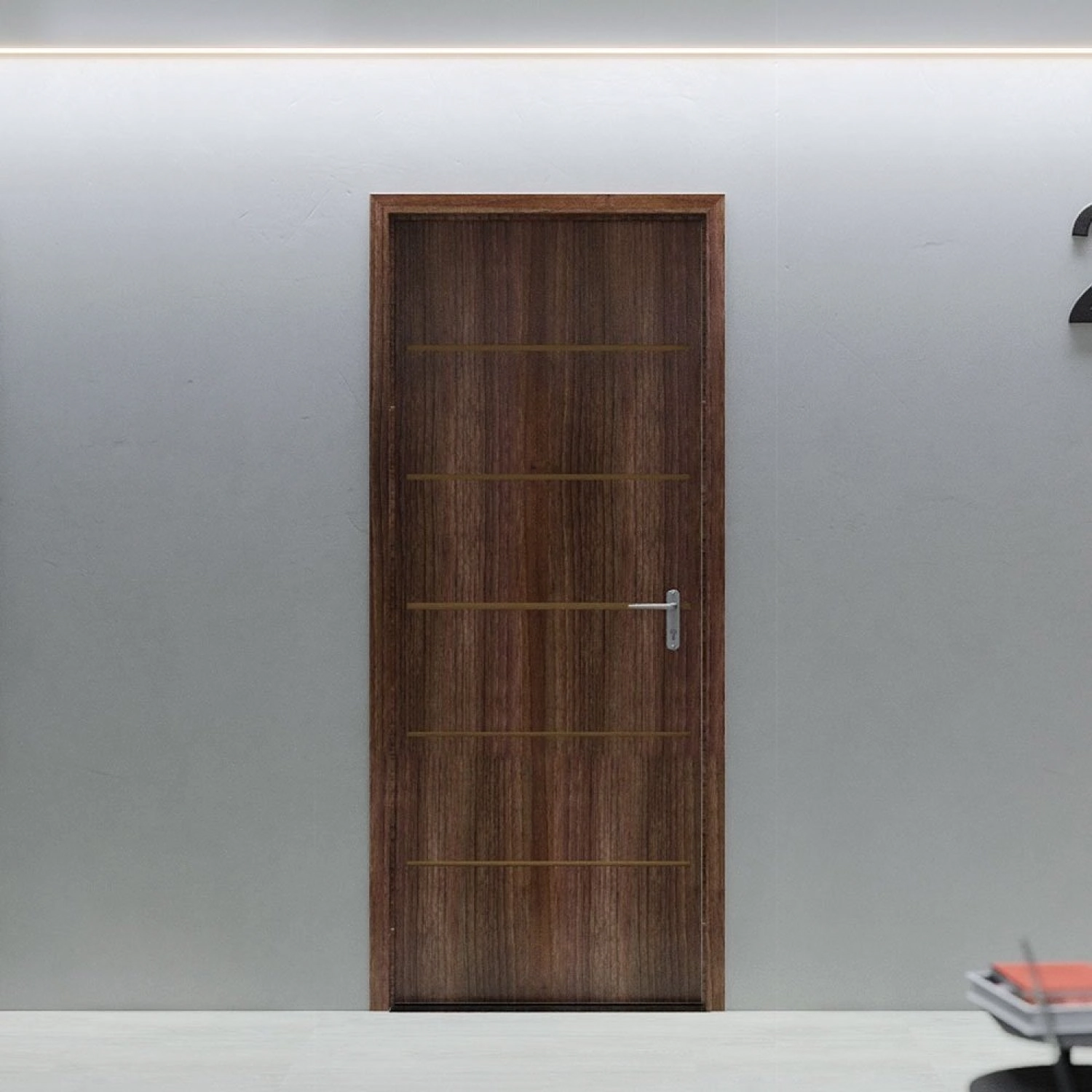 Folha De Porta De Madeira 210x80cm Espessura 3,5cm Mso Eucaplac Frisada Residence Eucatex Noce Ebano