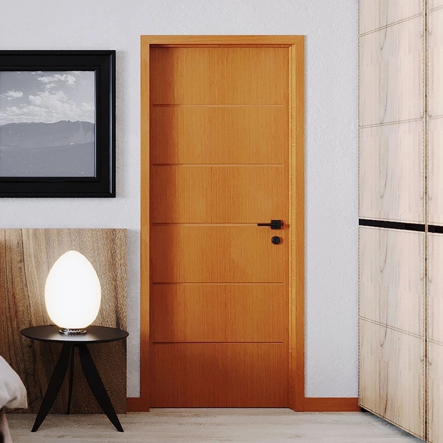 Folha De Porta De Madeira 210x92cm Espessura 3,5cm Mso Eucaplac Frisada Residence Eucatex Nogal Mel