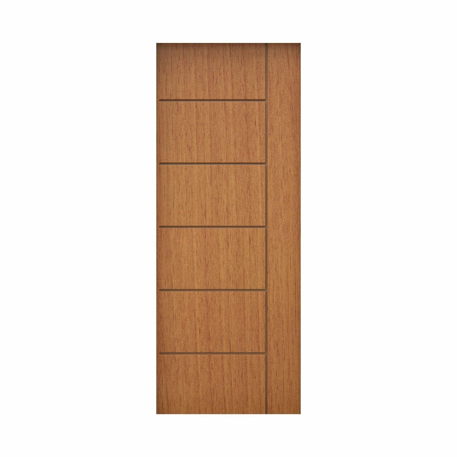 Porta De Madeira 210x82cm Espessura 3,5cm Mmc Eucaplac Frisada Tivoli Eucatex Nogal Mel