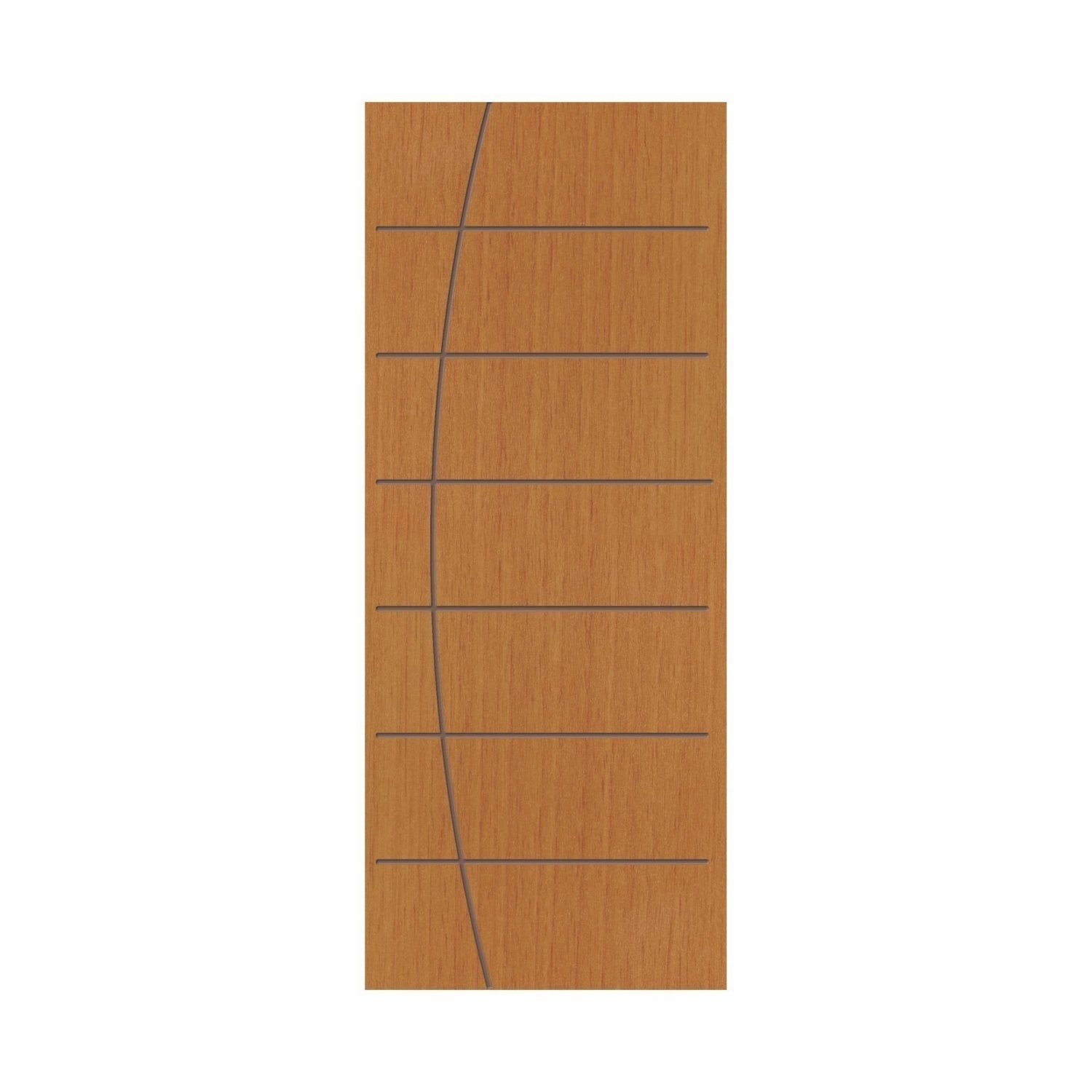 Porta De Madeira 210x90cm Espessura 3,5cm Mmc Eucaplac Frisada Tivoli Eucatex Nogal Mel