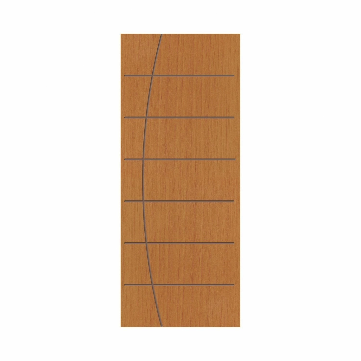 Porta De Madeira 210x92cm Espessura 3,5cm Mmc Eucaplac Frisada Tivoli Eucatex Nogal Mel