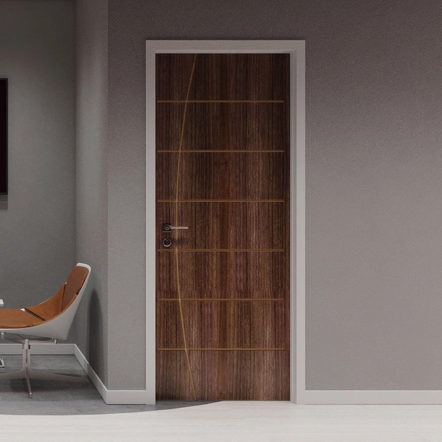 Folha De Porta De Madeira 210x82cm Espessura 3,5cm Mso Eucaplac Frisada Tivoli Eucatex Noce Ebano