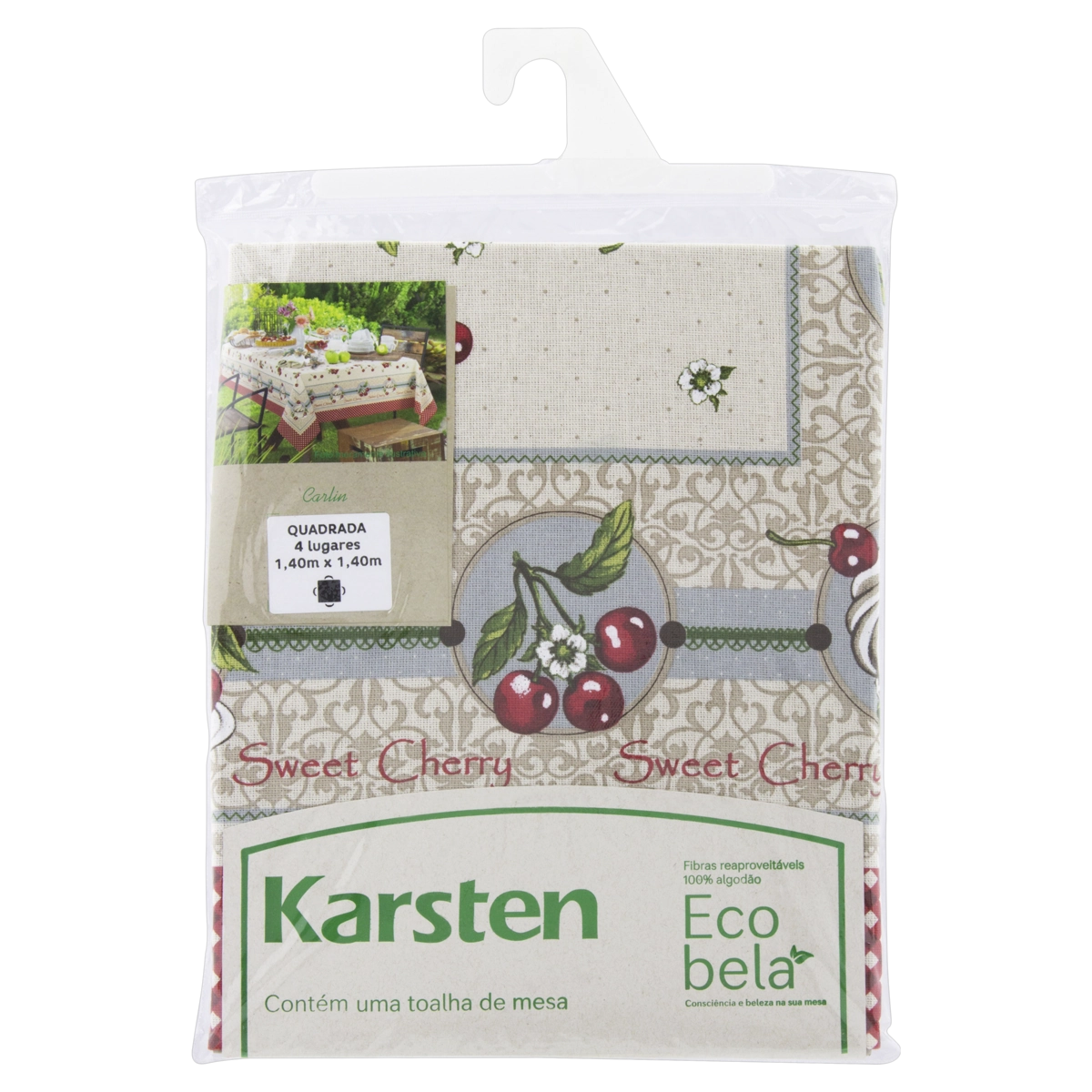 Toalha De Mesa 4 Lugares Quadrada Carlin Karsten Ecobela 1,40m X 1,40m