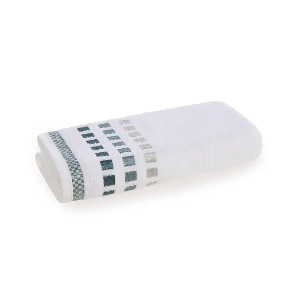 Toalha de Rosto Karsten Calera Branco Turquesa 49x70cm Algodão