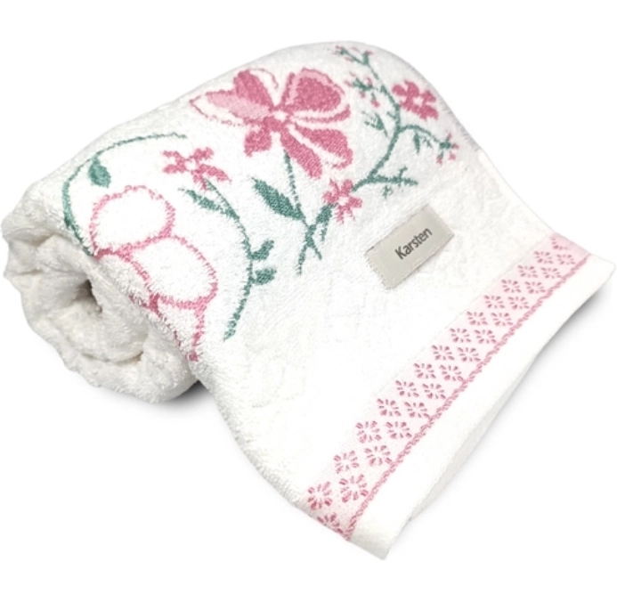 Toalha Rosto Yuna Branco Rosa 48x80cm 3886612 Karsten