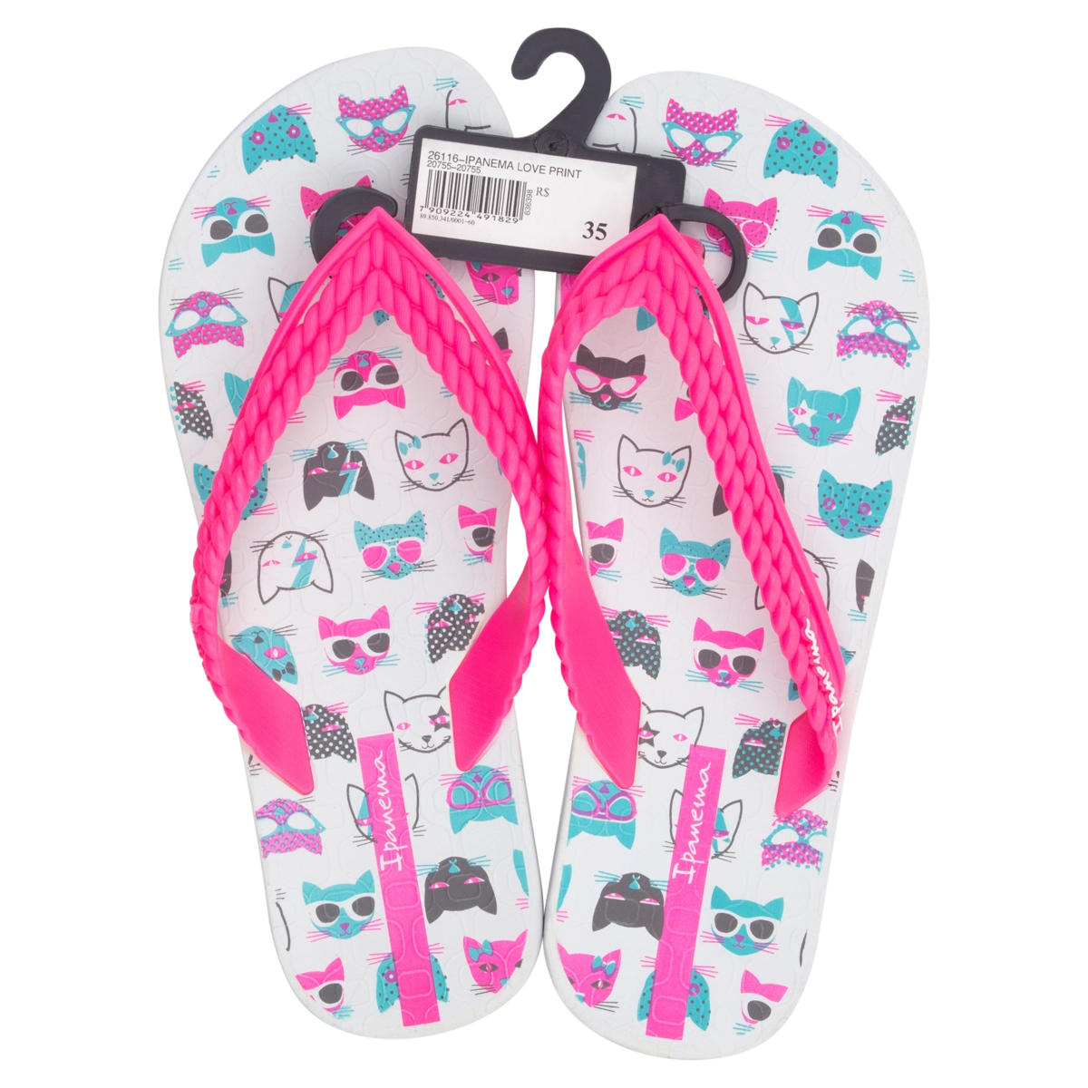 Sandália Branca E Rosa Love Print Ipanema N 35