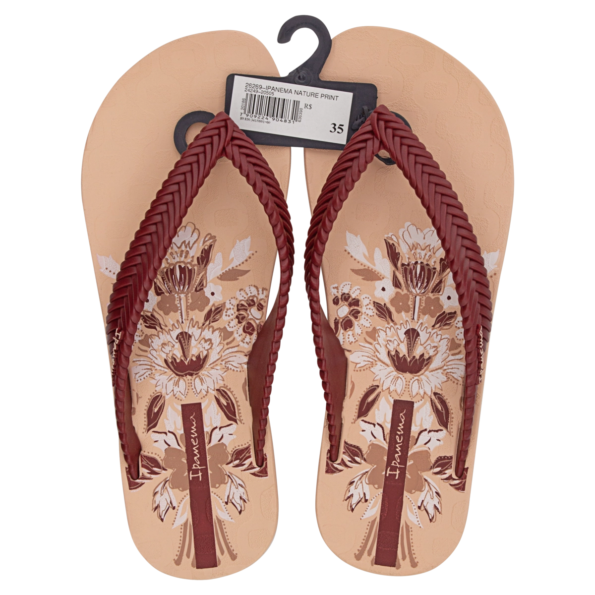 Sandália Rosa E Bordô Nature Print Ipanema N 35