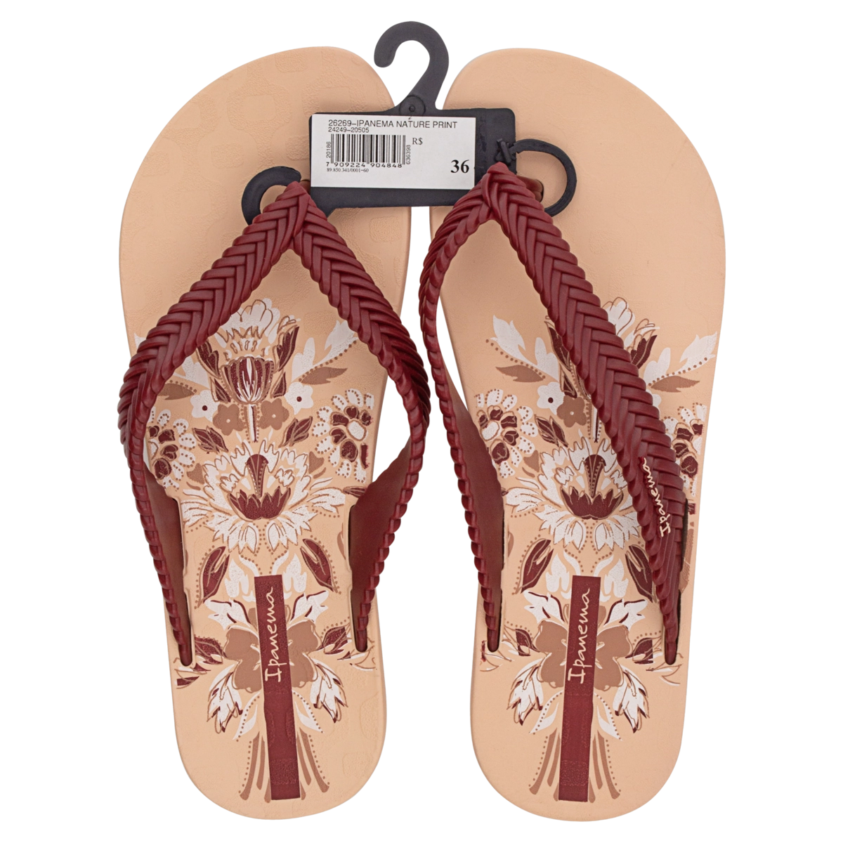 Sandália Rosa E Bordô Nature Print Ipanema N 36