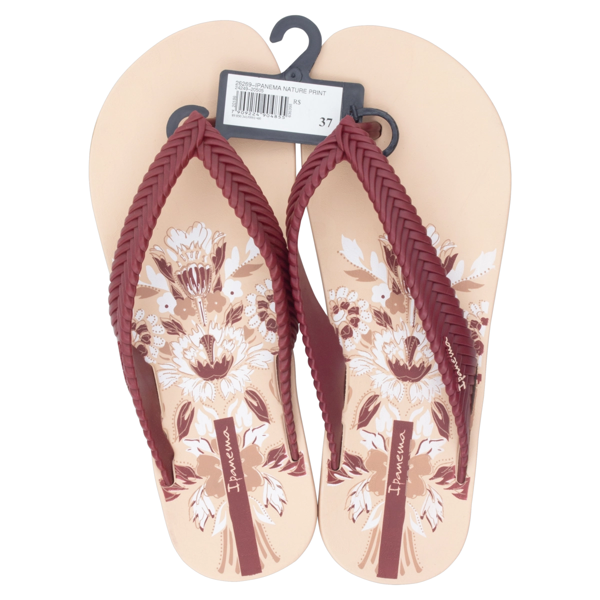 Sandália Rosa E Bordô Nature Print Ipanema N 37