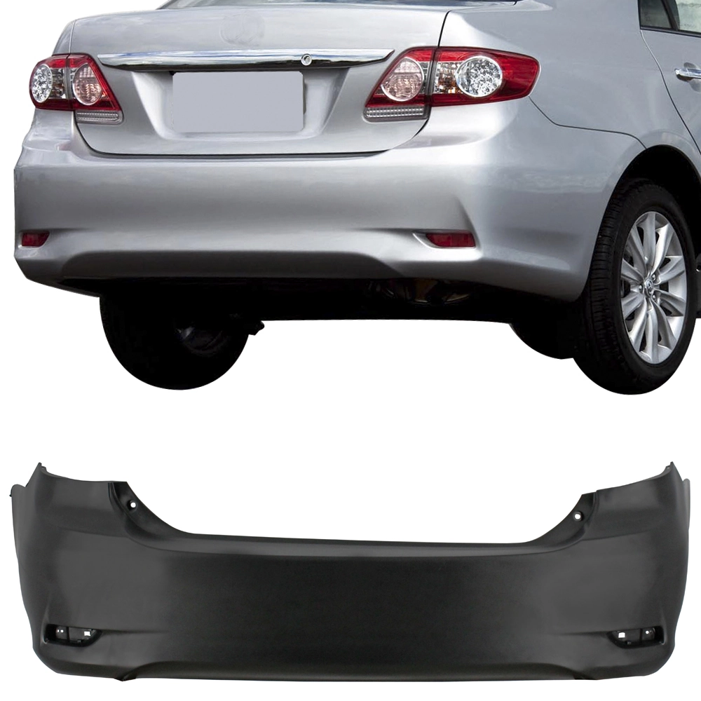 Para-choque Traseiro TOYOTA COROLLA Preto Liso - DTS 7014