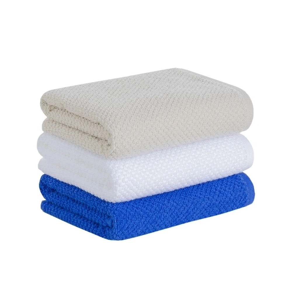 Kit 3 Panos de Copa Gourmet Quadriculado 48x71cm Buddemeyer Branco Azul e Bege