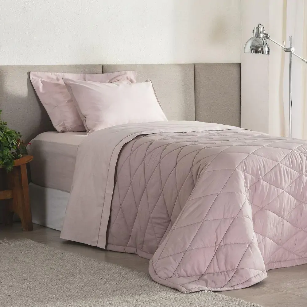 Jogo de Cama Solteiro Percal 180 Fios Buddemeyer Basic Percalle 100% Algodão Penteado Rosa 3 peças