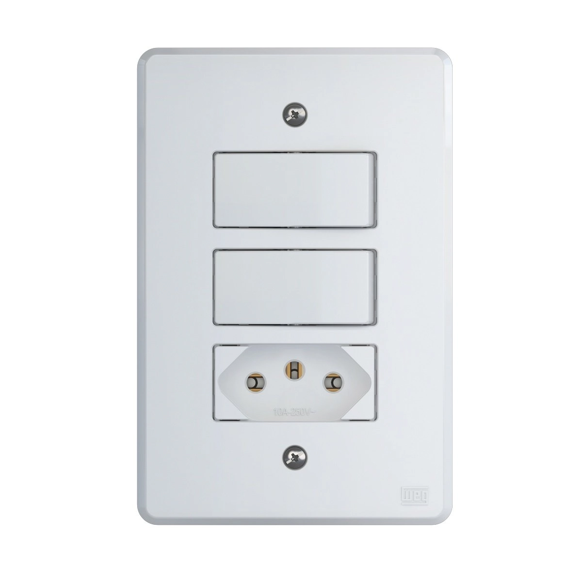 Conjunto Interruptor 4x2 | 2 Teclas Simples 10a + 1 Tomada 10a 250v