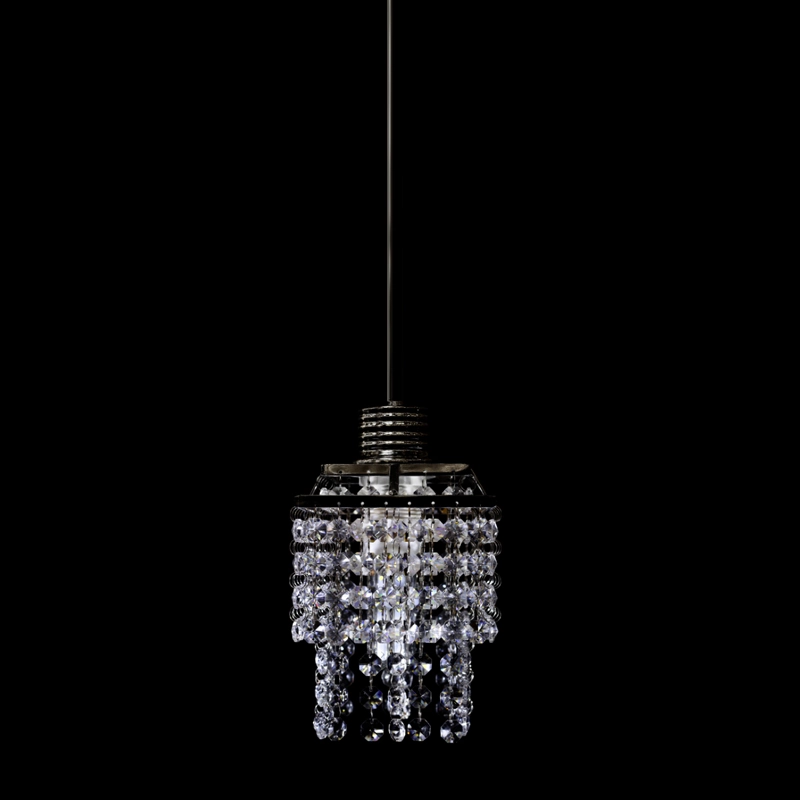 Pendente 1 Lâmpada Incolor Metal e Cristal Mercúrio Diamante