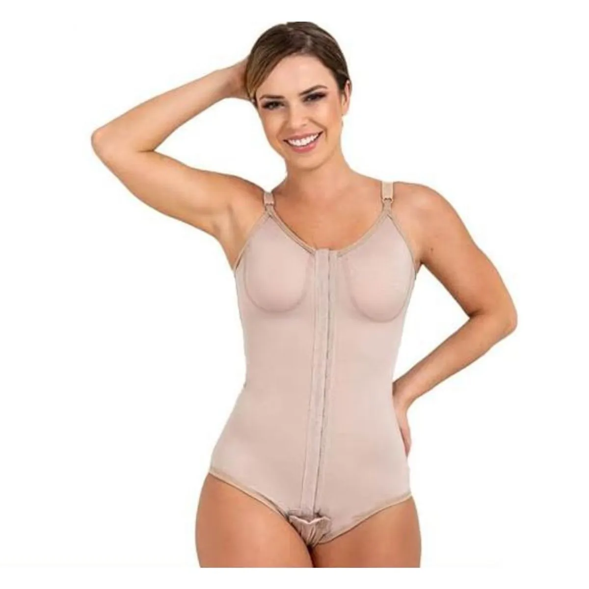 Macaquinho de Emana Cinta Body Pós Cirúrgico Lipoaspiração Abdominoplastia com Colchetes Cavado - N