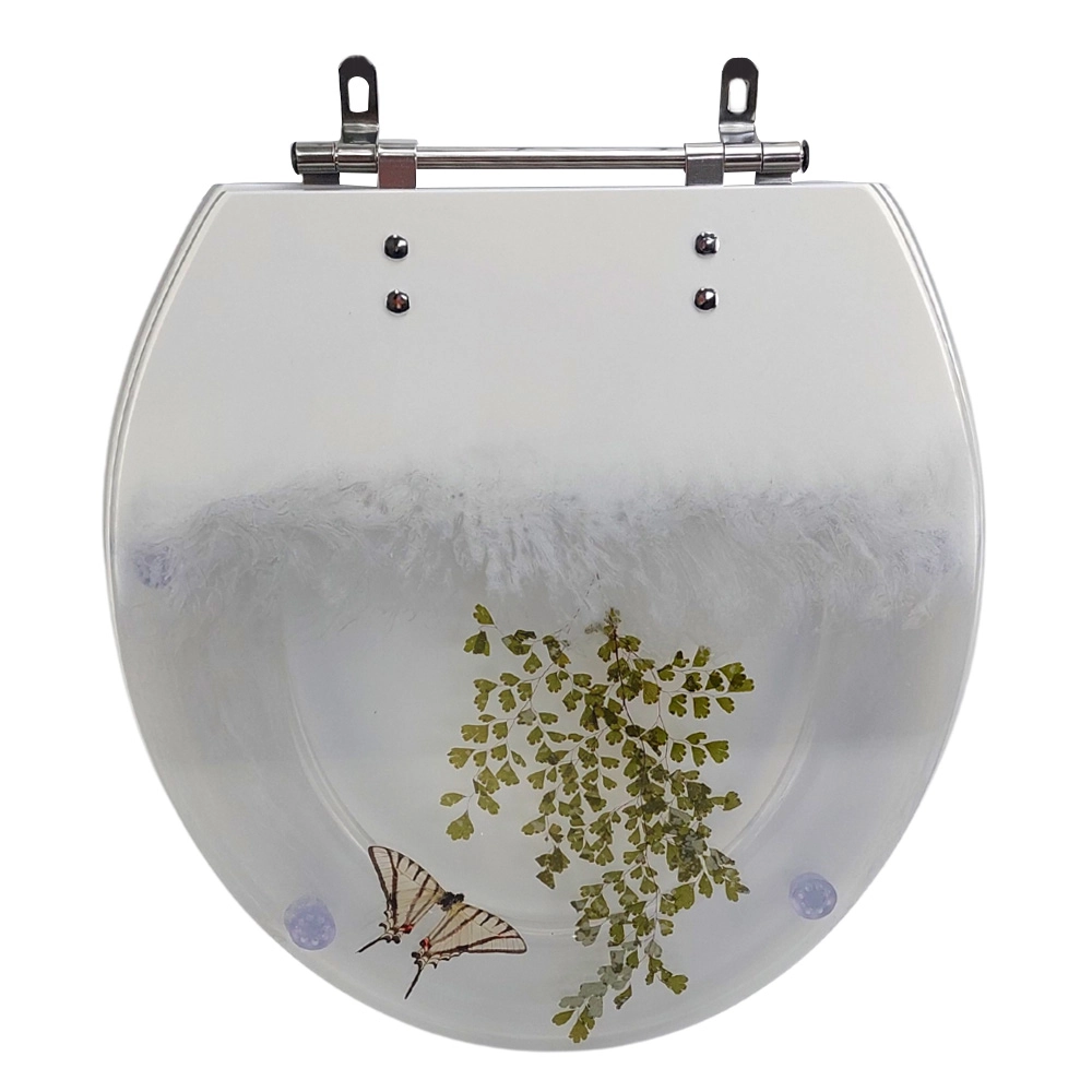 Assento Sanitário Universal Oval Aço Avenca/borboleta Branco