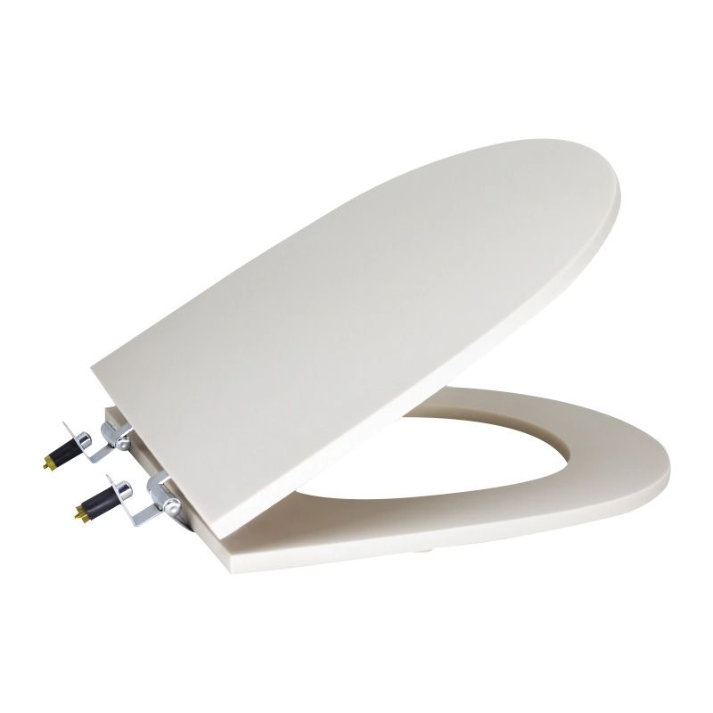 Assento Sanitário Poliéster Para Louça Riviera/smart (celite) Super Luxo Cromado (reb. Oculto) Beige