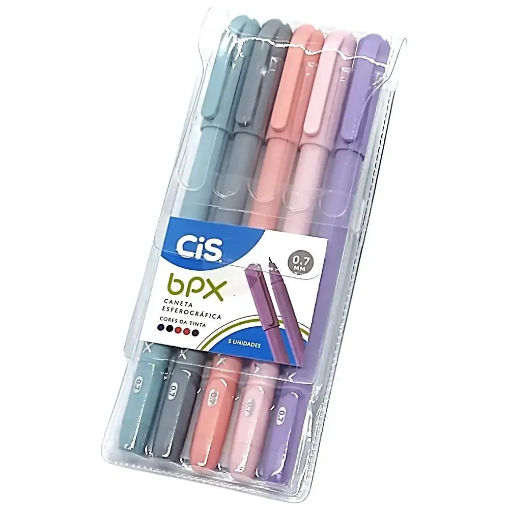 Caneta Esferografica Bpx 5 Cores Sortido R.76.1116 Atacado Estojo Unid Cis