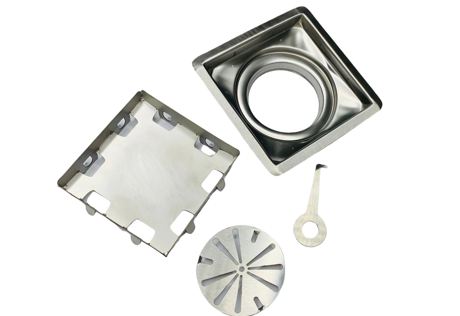 Ralo Quadrado Oculto 15 Cm X 15 Cm Inox 304