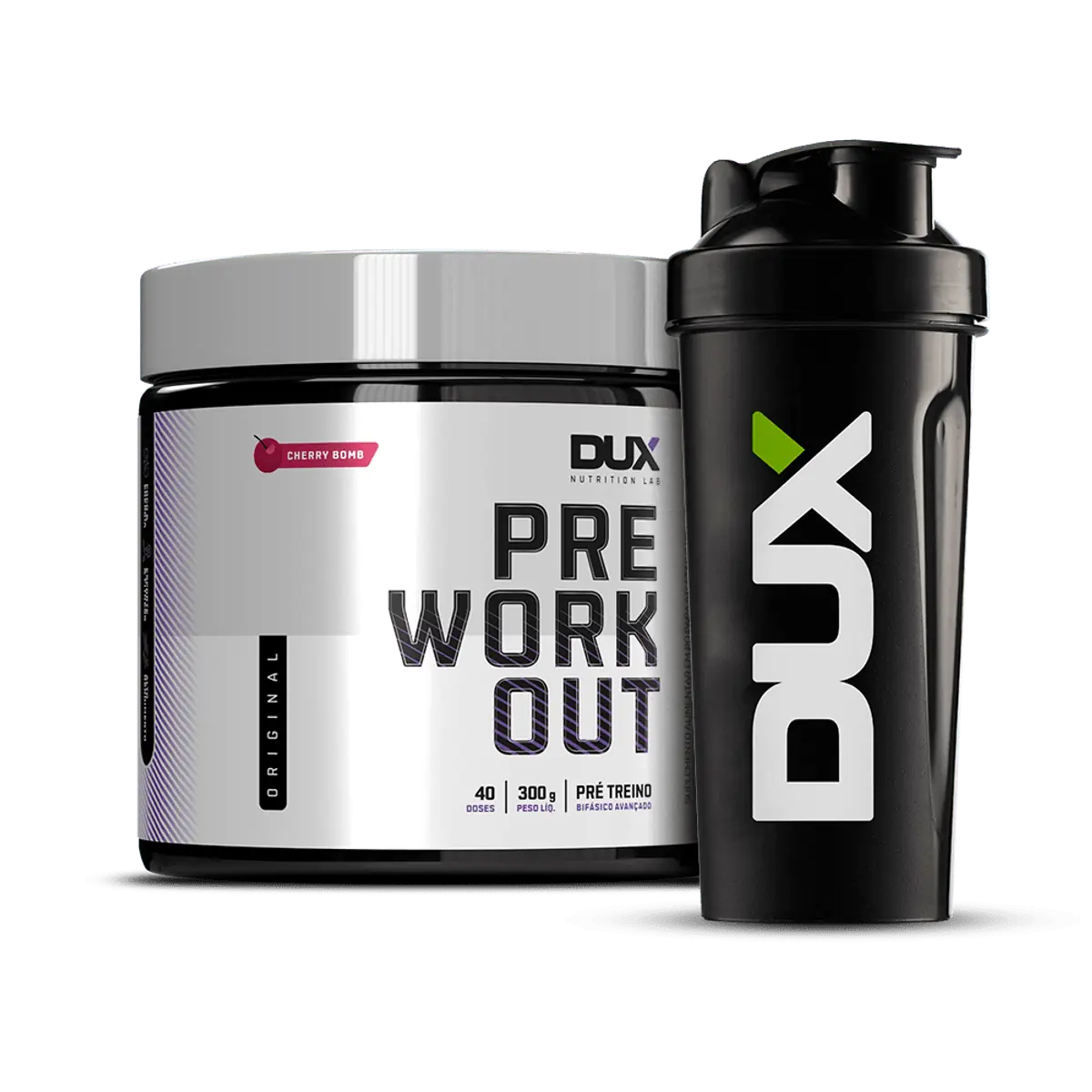 Pre Workout Original 300G + Coqueteleira Dux Nutrition Pink Lemonade 300G + Coqueteleira