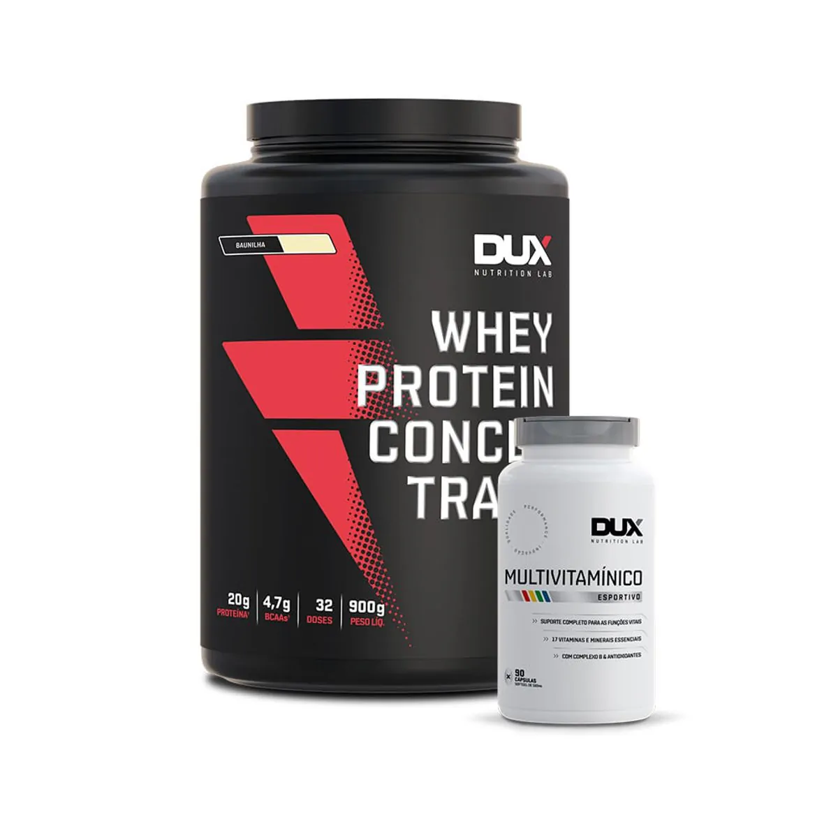 Whey Protein Concentrado 900G + Multivitamínico 90 Caps Dux Nutrition Cookies 900G + Multivitamínico