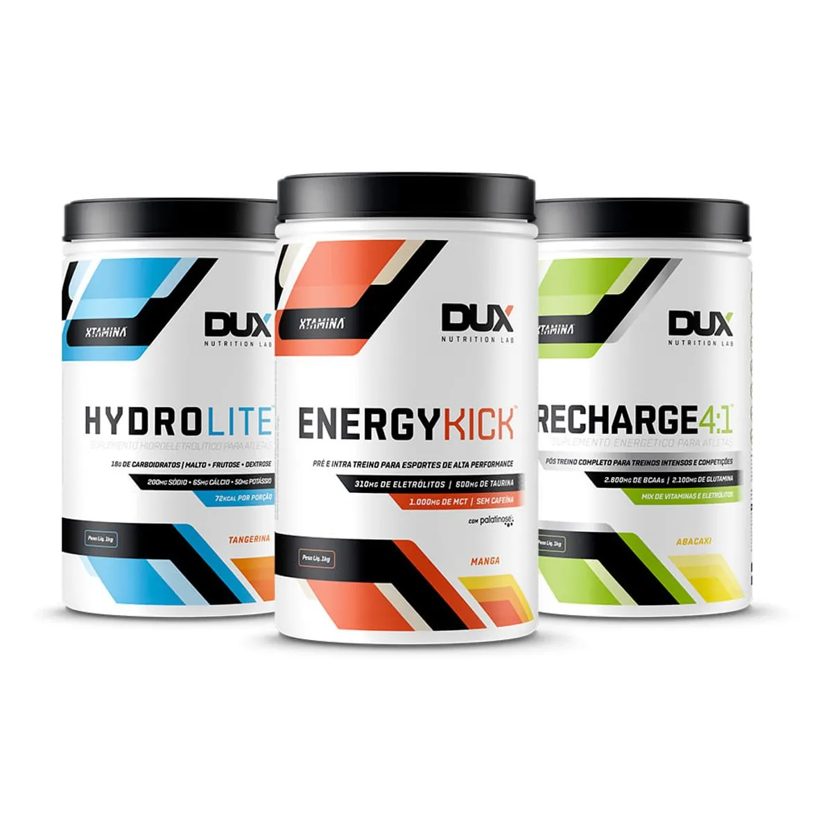 Kit Xtamina 2.0 Energy Kick Abacaxi + Recharge 4:1 Abacaxi + Hydrolite Limão
