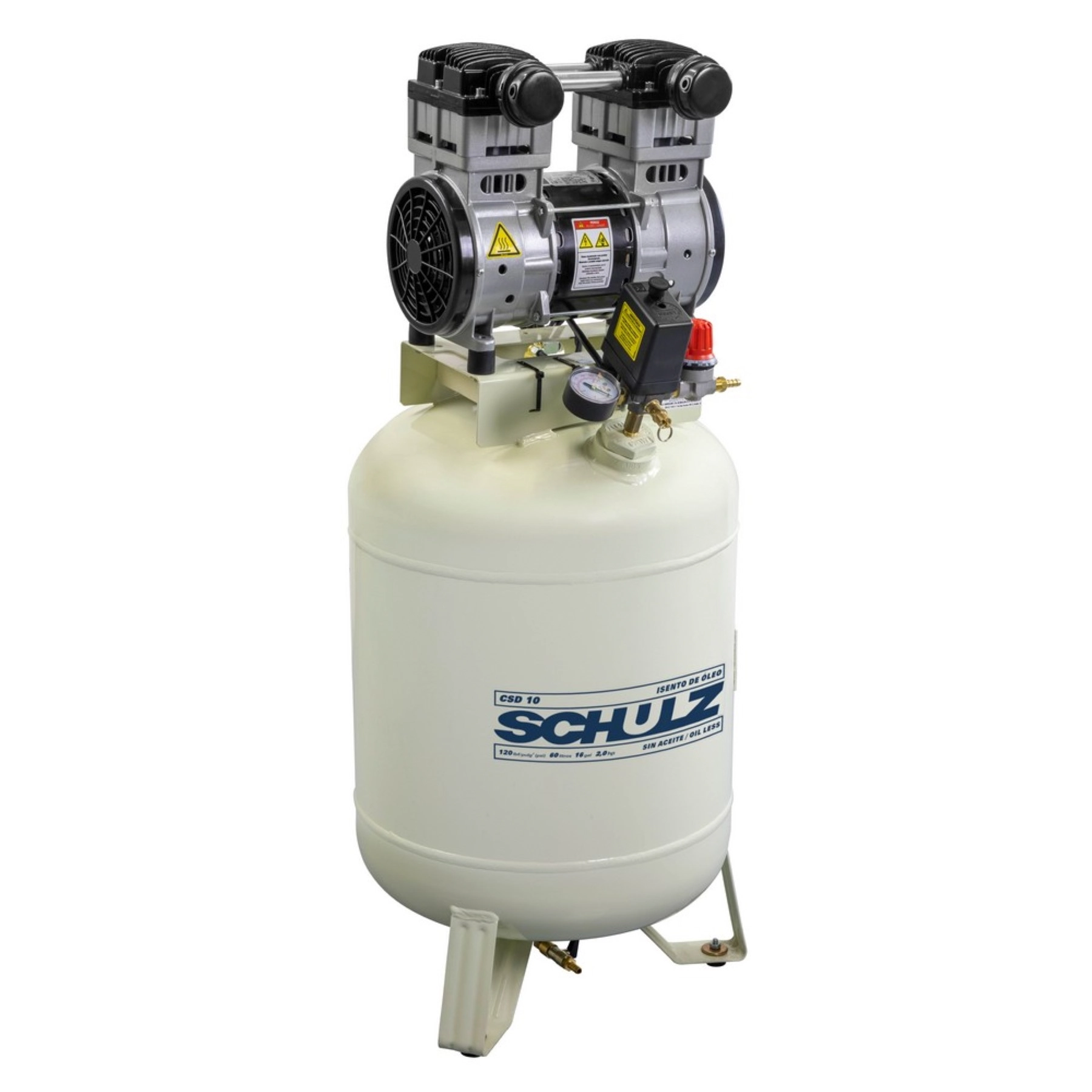 Compressor de Ar Odontológico Schulz 60L 2HP 127V (110V) CSD 10/60L Isento de Óleo