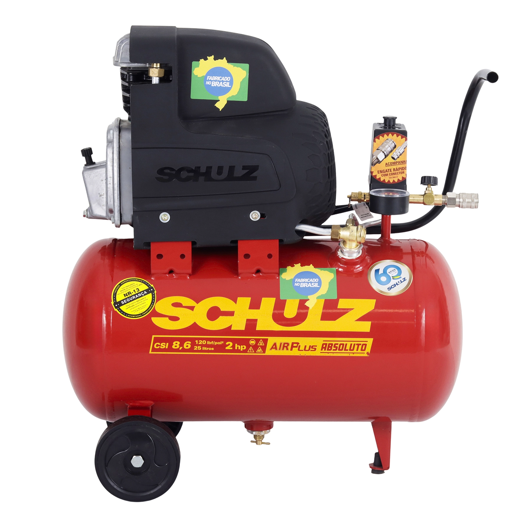 Motocompressor Schulz 25L 2HP 127V (110V) Absoluto Air Plus