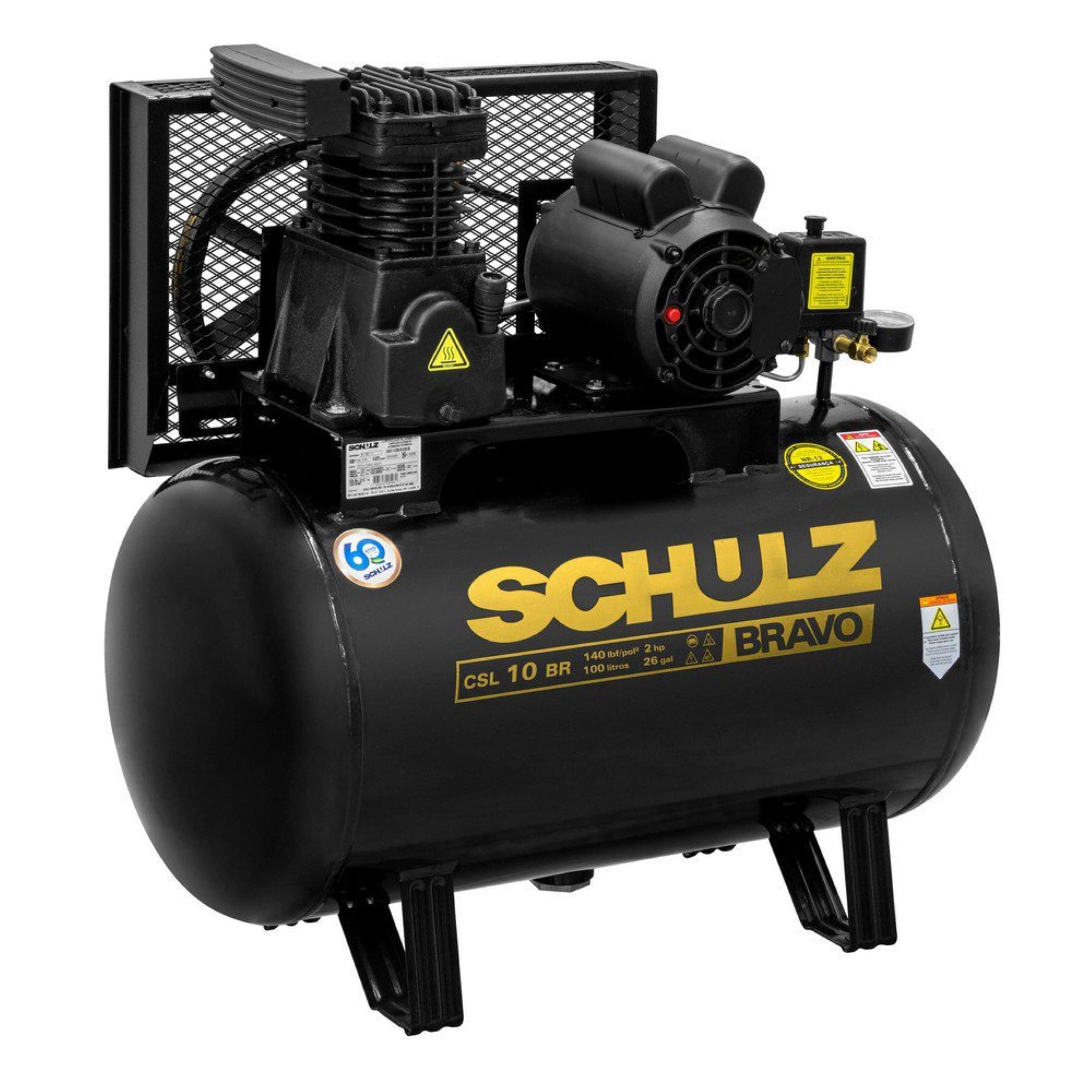 Compressor Pistão Schulz 100L 2HP 220V Bravo CSL 10BR|100 Profissional