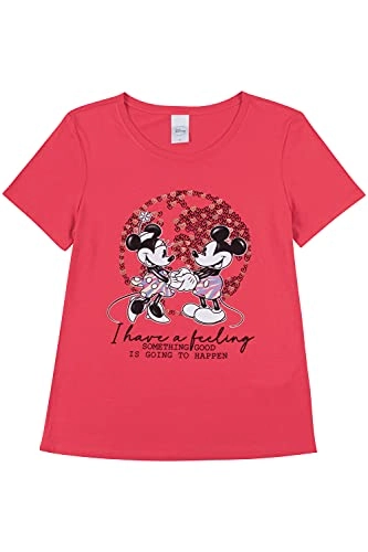 Camiseta Manga Curta Mickey E Minnie, Feminino, Disney, Vermelho, Gg