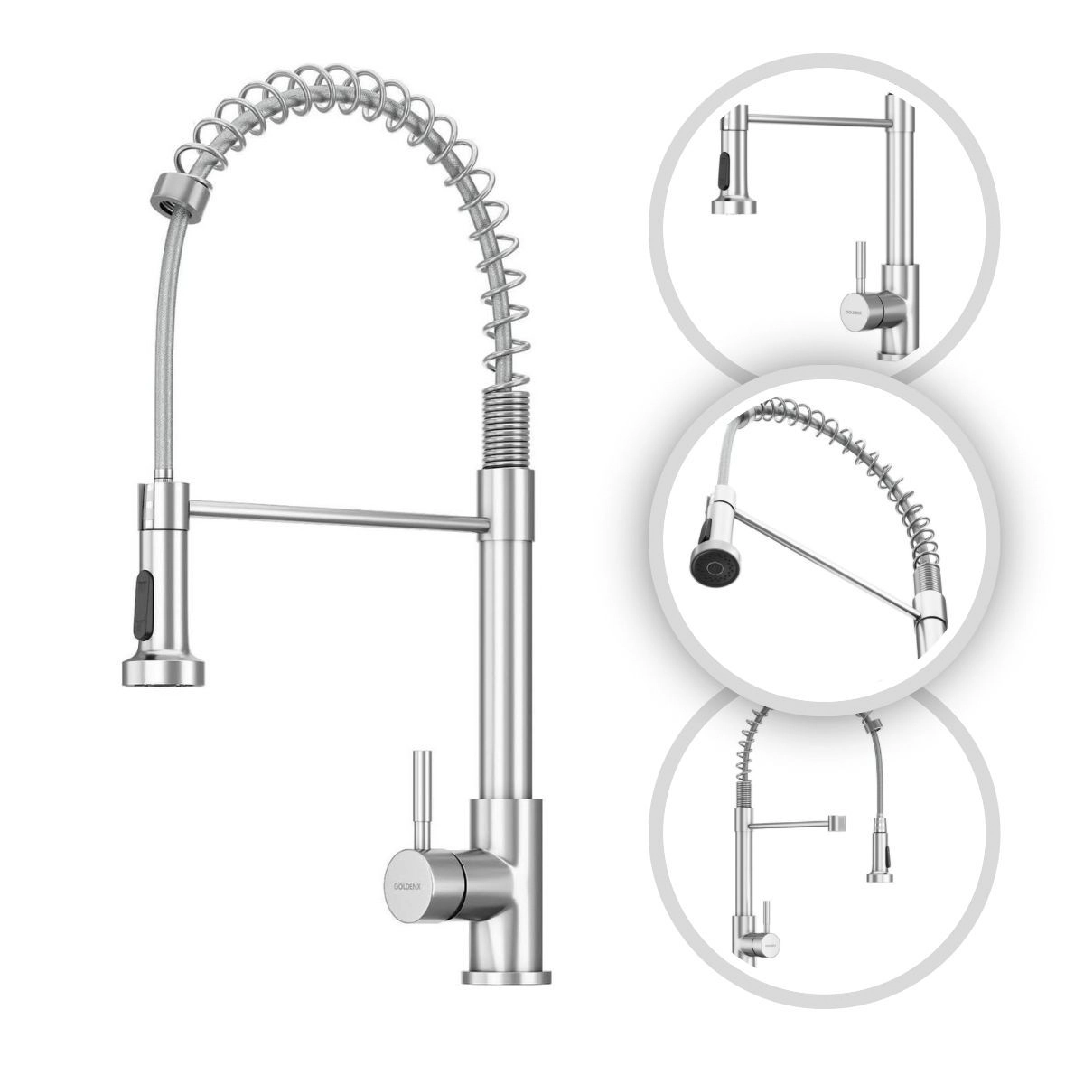 Torneira Para Cozinha Gourmet Milão Monocomando Aço Inox 304 Goldenx