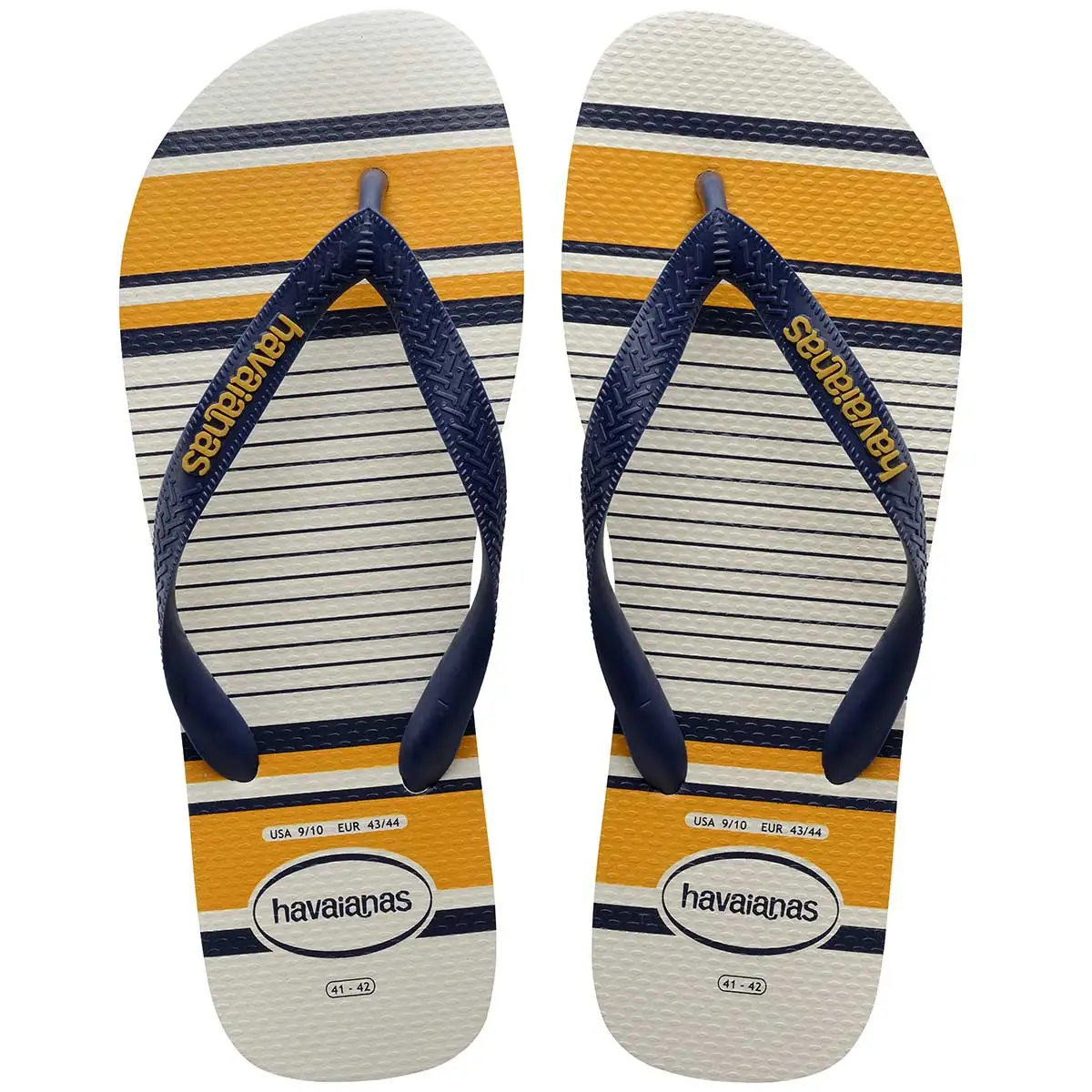 Chinelo Havaianas Masculino Marinho, Branco e Mostarda 43/44