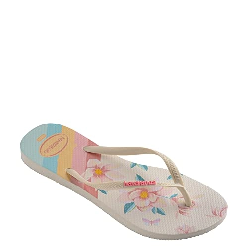 Chinelo Ad Havaianas Slim Floral Bege Palha
