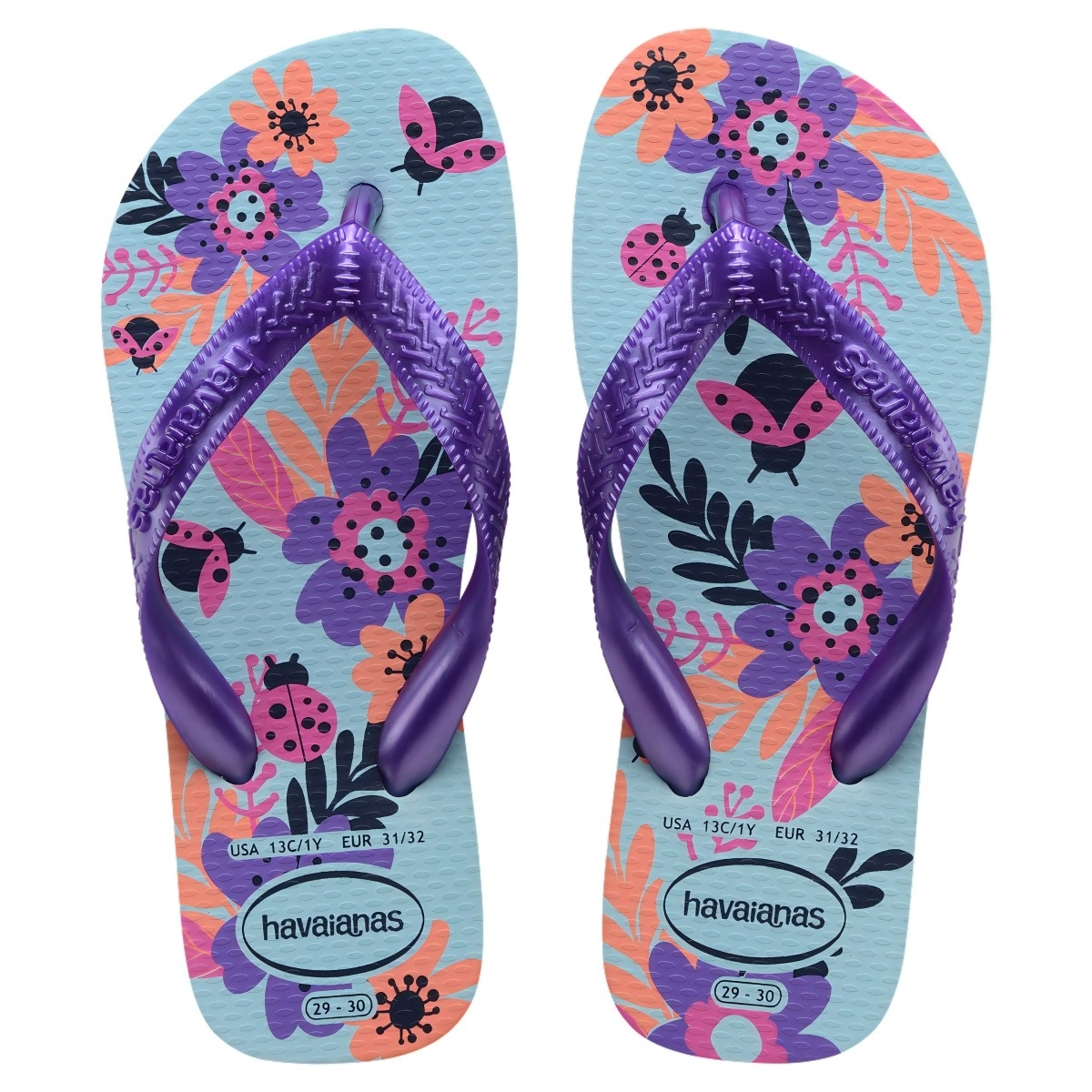 Chinelo Azul Water Kids Flores Havaianas N° 25/26
