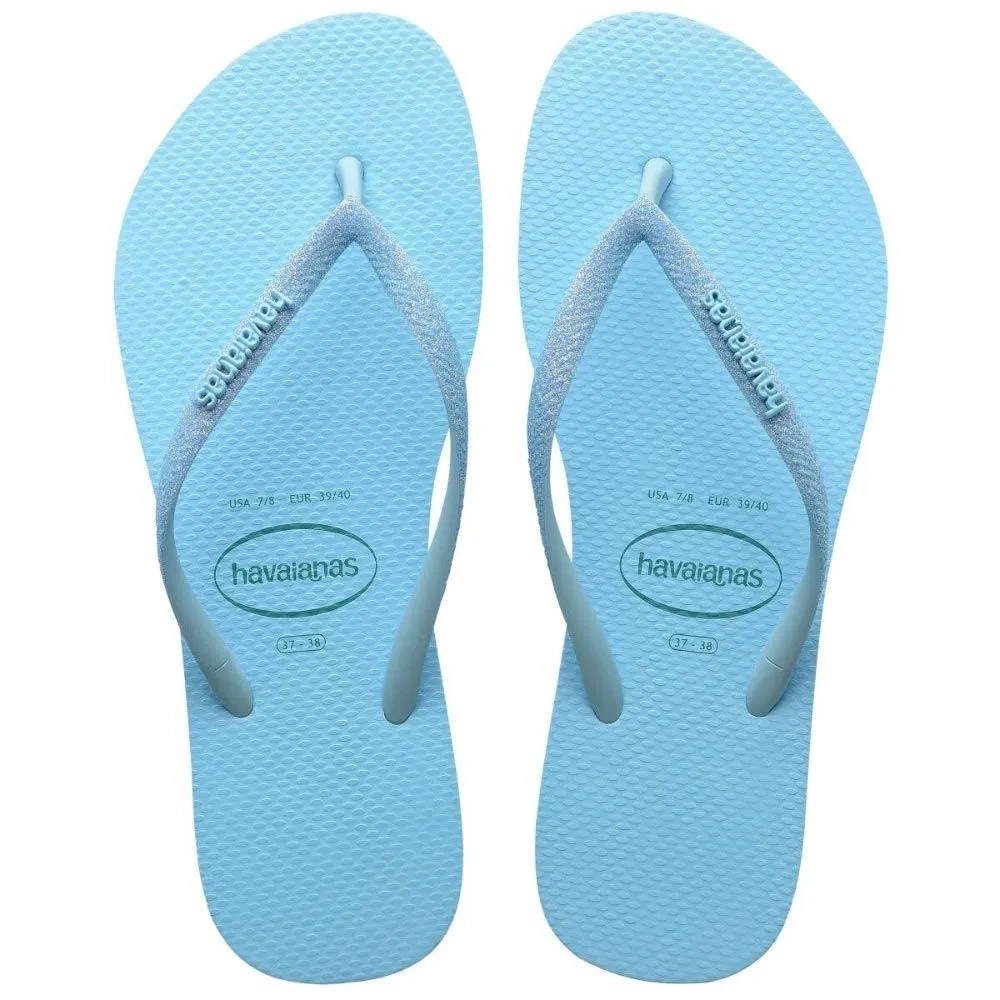 Chinelo Azul Water Slim Glitter Neon Havaianas Womens N° 33/34