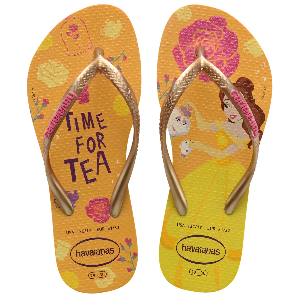 Chinelo Amerelo Limão/dourado/pink Eletric Kids Slim Princess Havaianas N° 23/24
