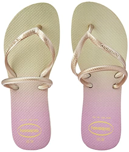 Chinelo Bege Palha Flat Duo Iridescent Havaianas Women N° 37/38