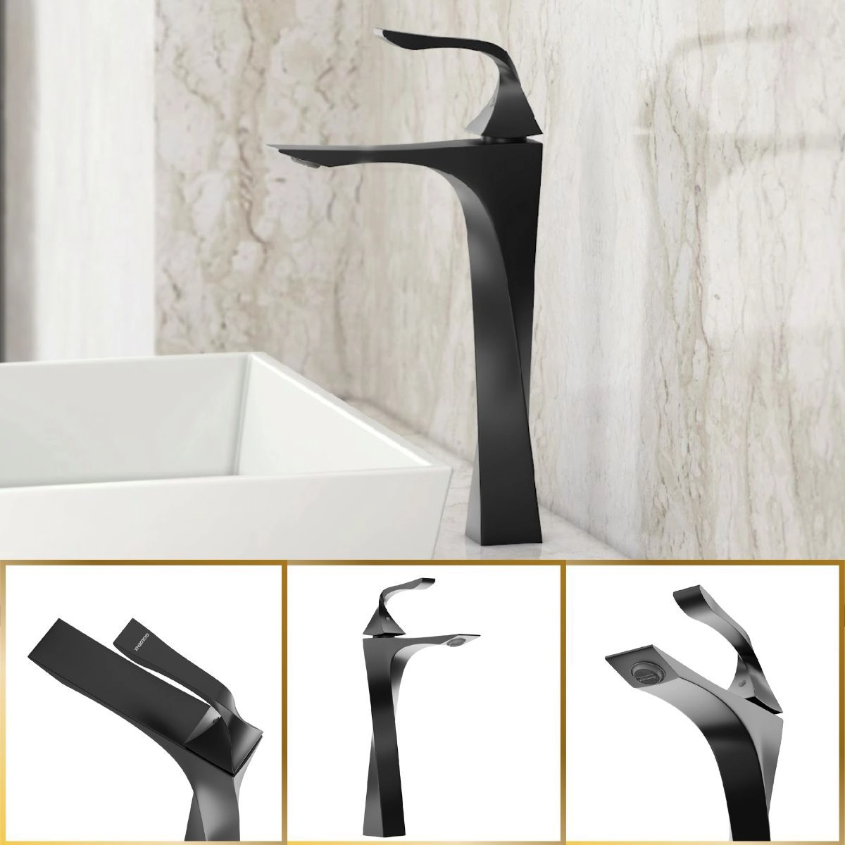 Torneira De Banheiro Lavabo Paris Monocomando 100% Metal Premium Alta Preto