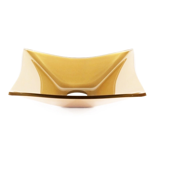 Cuba De Vidro Retangular 39cm Dourado Real