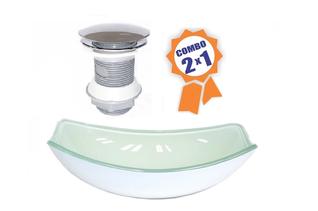 Cuba De Vidro Oval Chanfrada 51cm Branca + Valvula Click