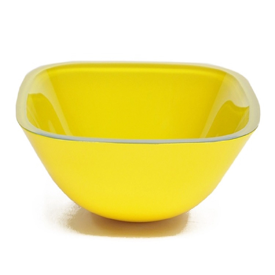Cuba De Vidro Quadrada 35cm Amarela