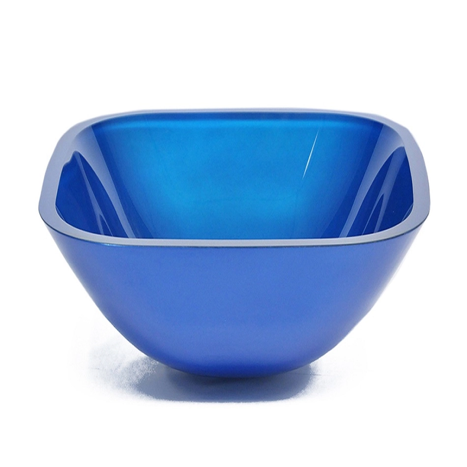 Cuba De Vidro Quadrada 35cm Azul Escuro