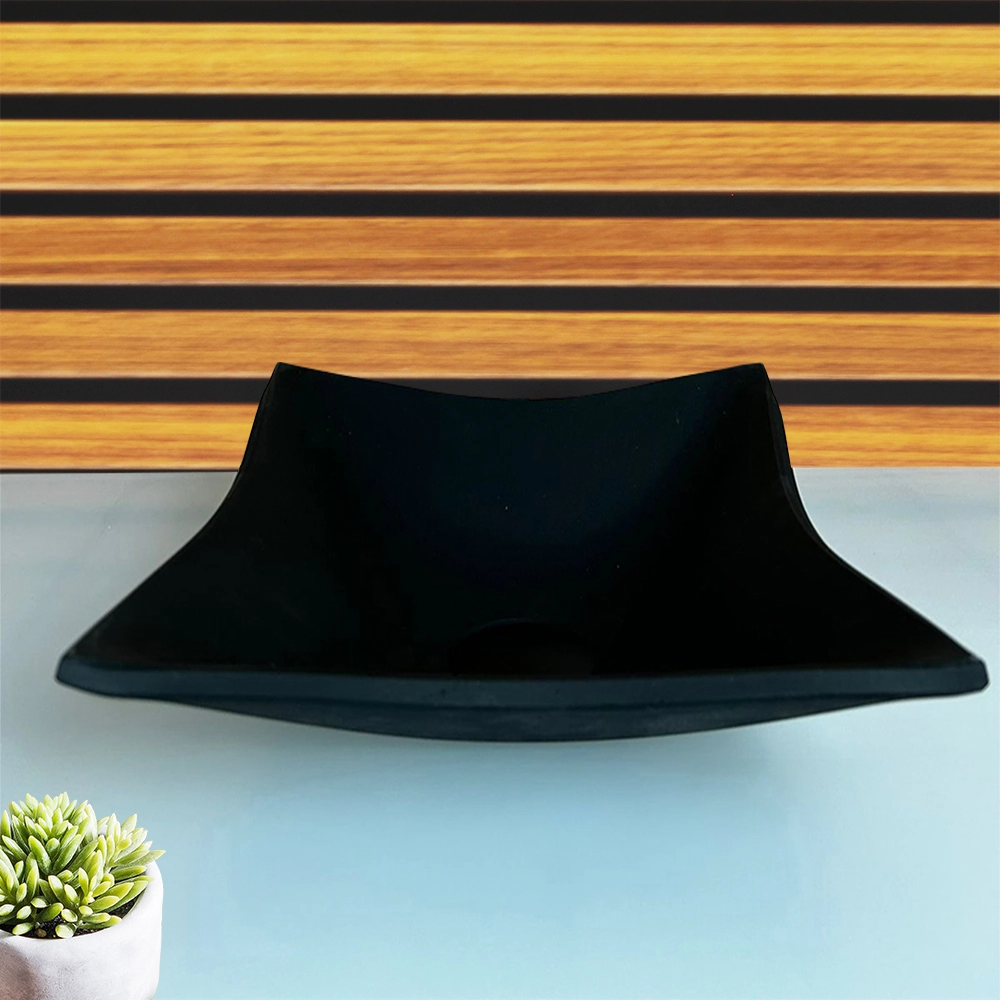 Cuba De Vidro Quadrada 30cm Preto Fosco