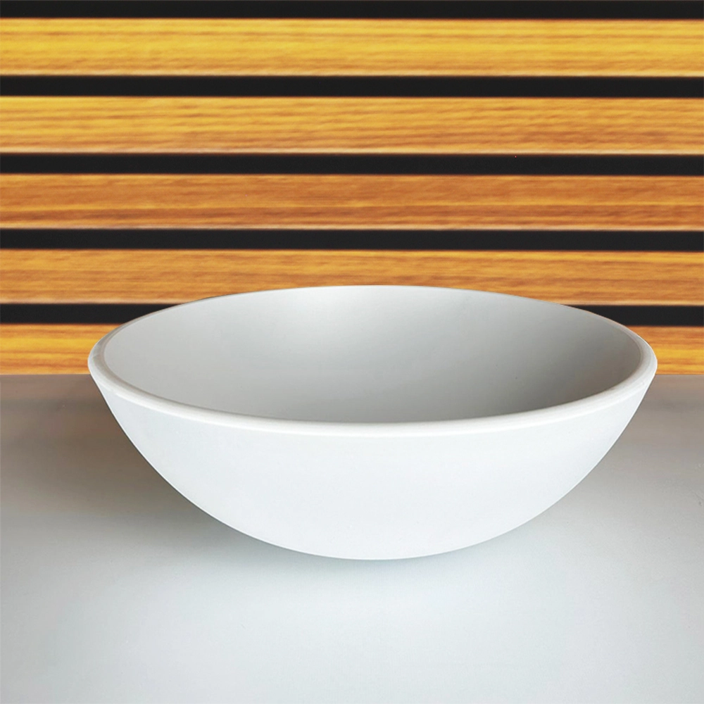 Cuba De Vidro Redonda 35cm Branco Fosco