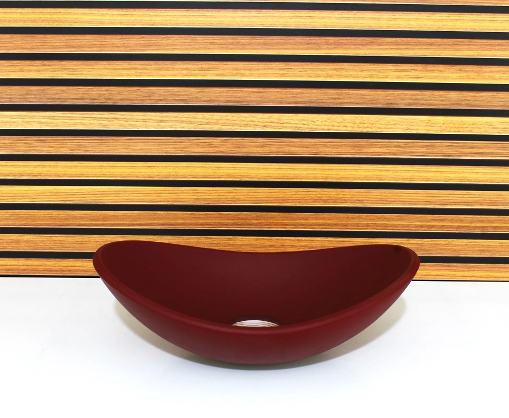 Cuba De Vidro Oval 55cm Vermelho Fosco Com Valvula