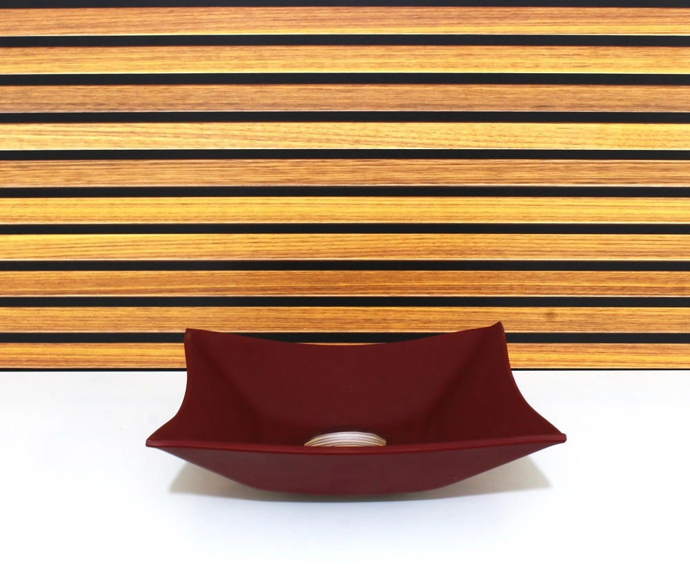 Cuba Vidro Quadrada 31cm Vermelho Fosco Com Valvula