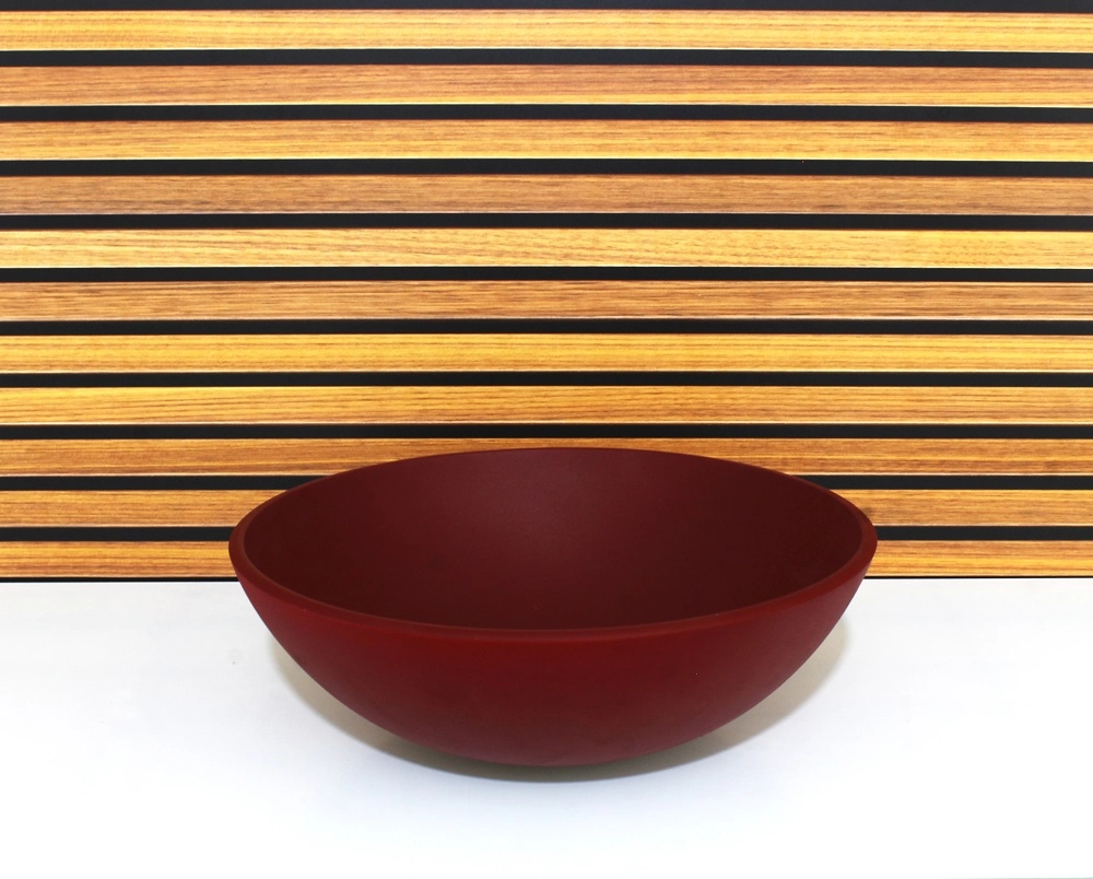 Cuba Vidro Redonda 42cm Vermelho Fosco Com Valvula
