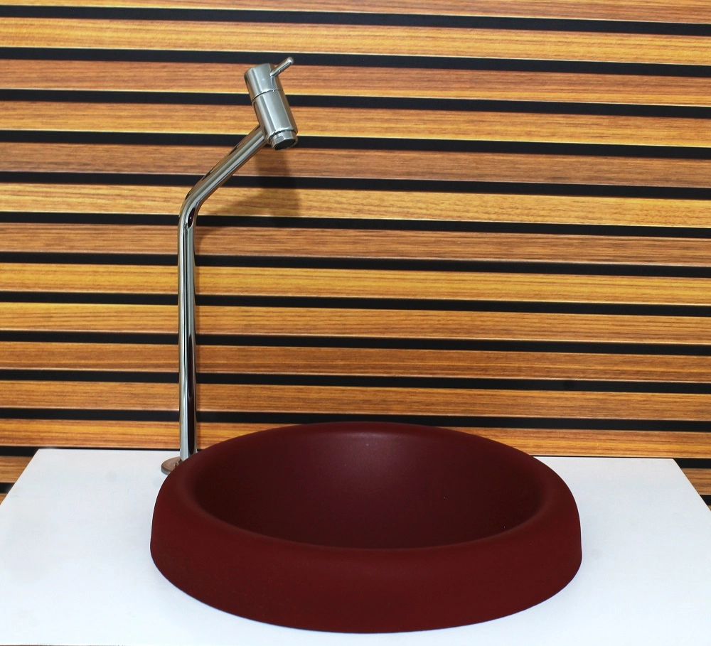Cuba Vidro Chapeu 32cm Vermelho Fosco Com Torneira E Valvula