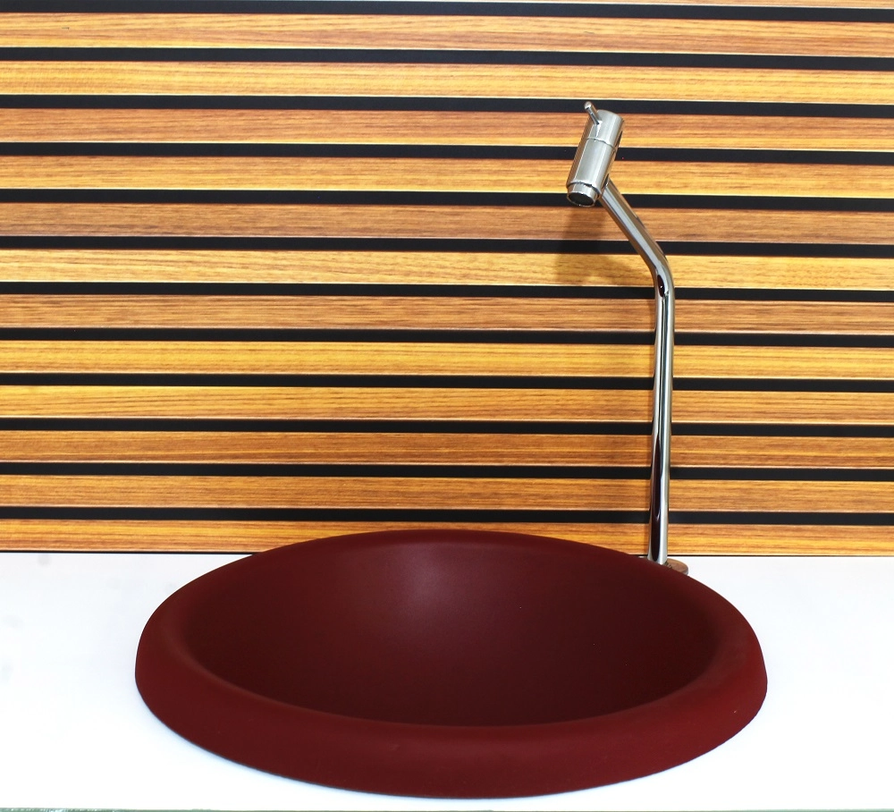 Cuba Vidro Chapeu 42cm Vermelho Fosco Com Torneira E Valvula