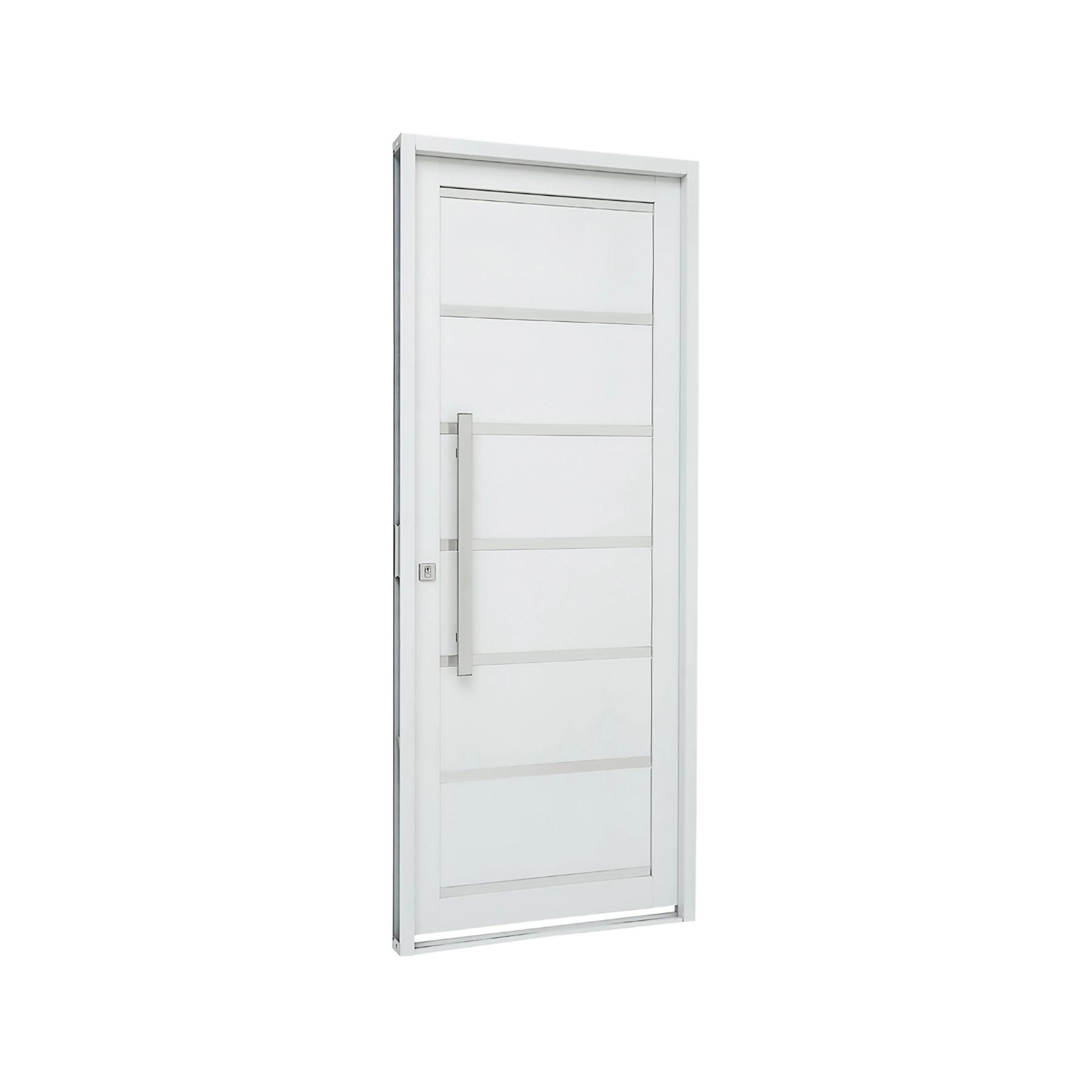 Porta Decorada de Giro Aço Branco 2,17x0,98m Lado Esquerdo Linha Prátika Sasazaki